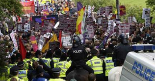 Protest at UK far-right party summer camp